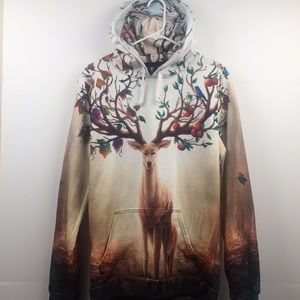 Electro Threads Graphic Deer & Vine Hoodie L